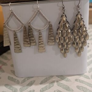 2 Pair Dangle Earrings. Silver & Gold Danging Earrings